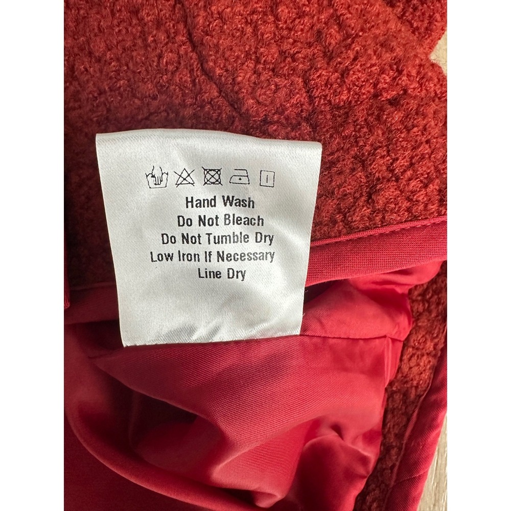CAARA Joe Relaxed Fit Cropped Wool Boucle Red Jacket Rollneck Tweed Old Money - Picture 9 of 12